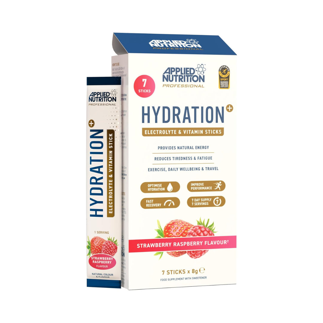 Applied Nutrition Hydration+ Electrolyte & Vitamin Powder Sticks 7x8g Strawberry Raspberry