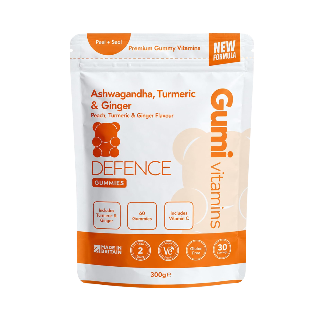 Gumi Vitamins DEFENCE - Ashwagandha, Ginger & Turmeric Gummies 300g Orange, Turmeric & Ginger