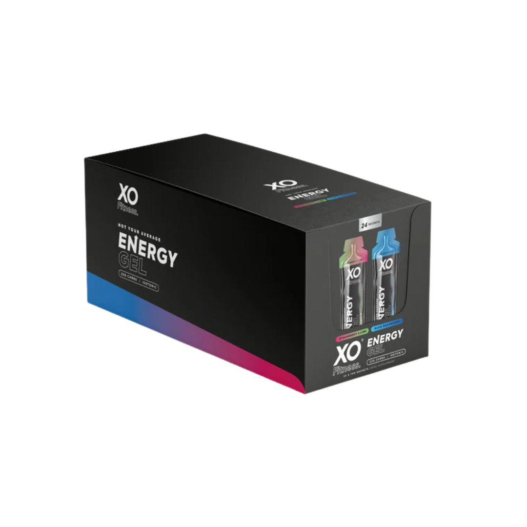 XO Fitness Gels (Star&Lime x12 / Blue Rasp x12) 24x70g Strawberry & Lime / Blue Raspberry