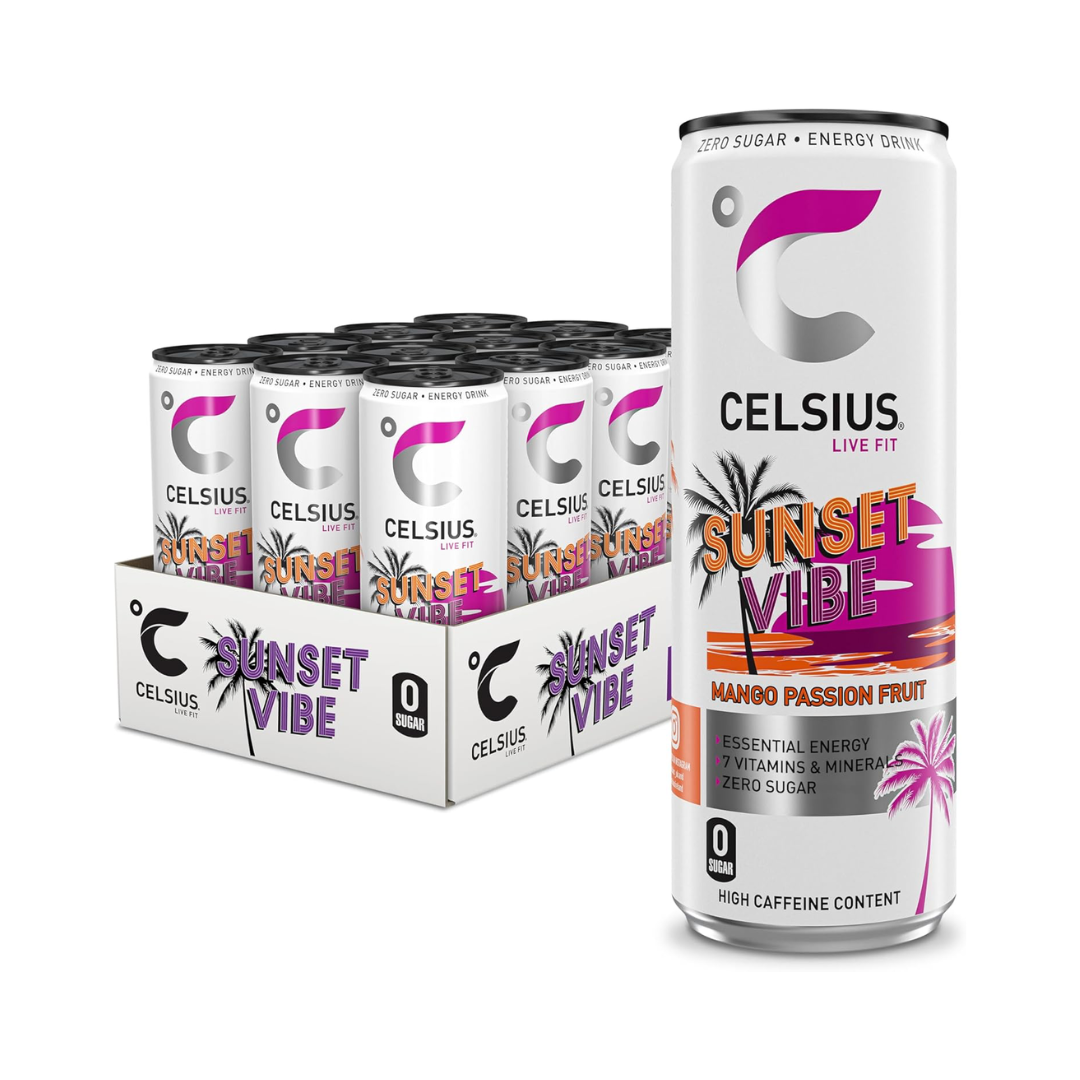 Celsius Energy Drink 12x355ml Sunset Vibe – The Box Supplements