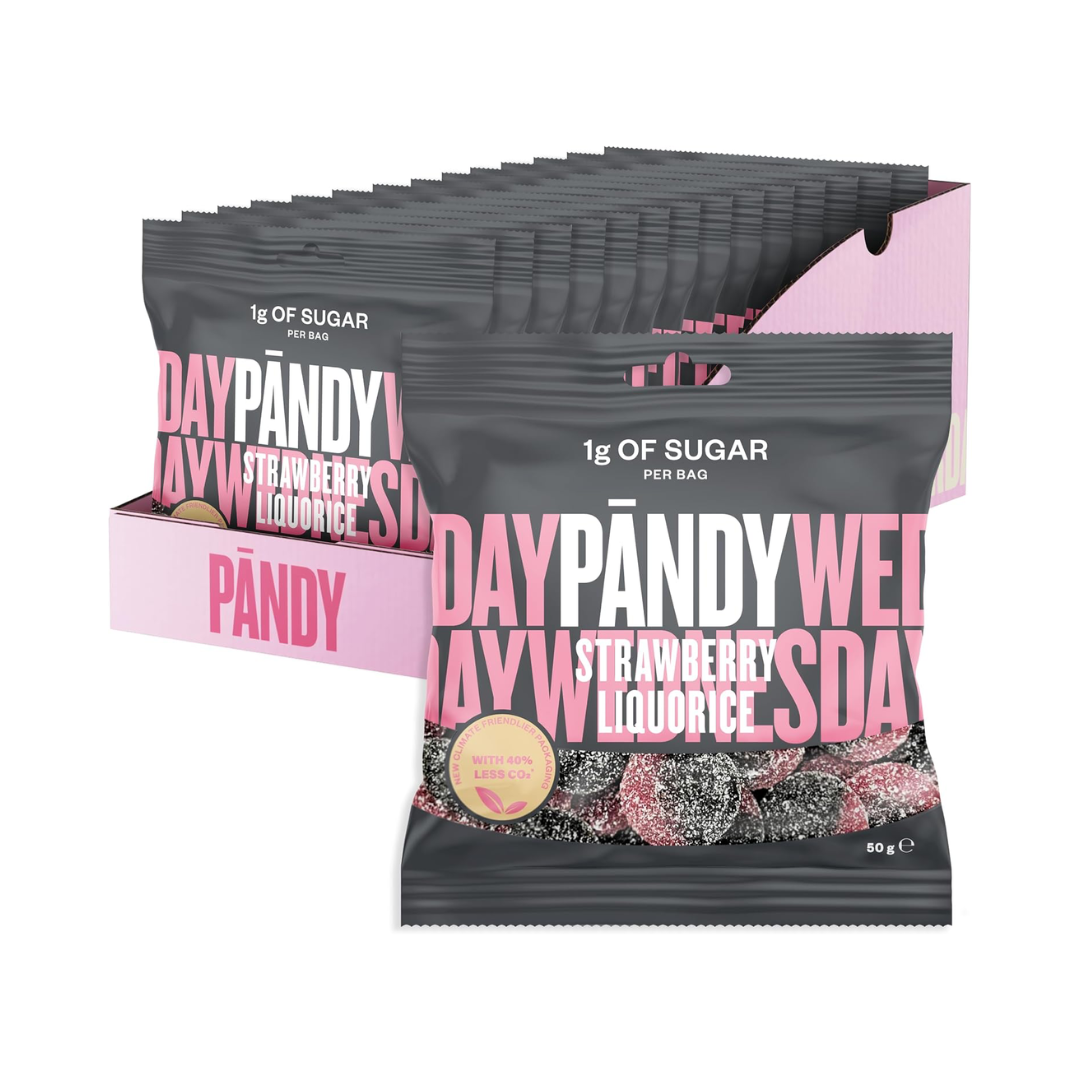 PANDY Candy 14x50g Strawberry Liquorice