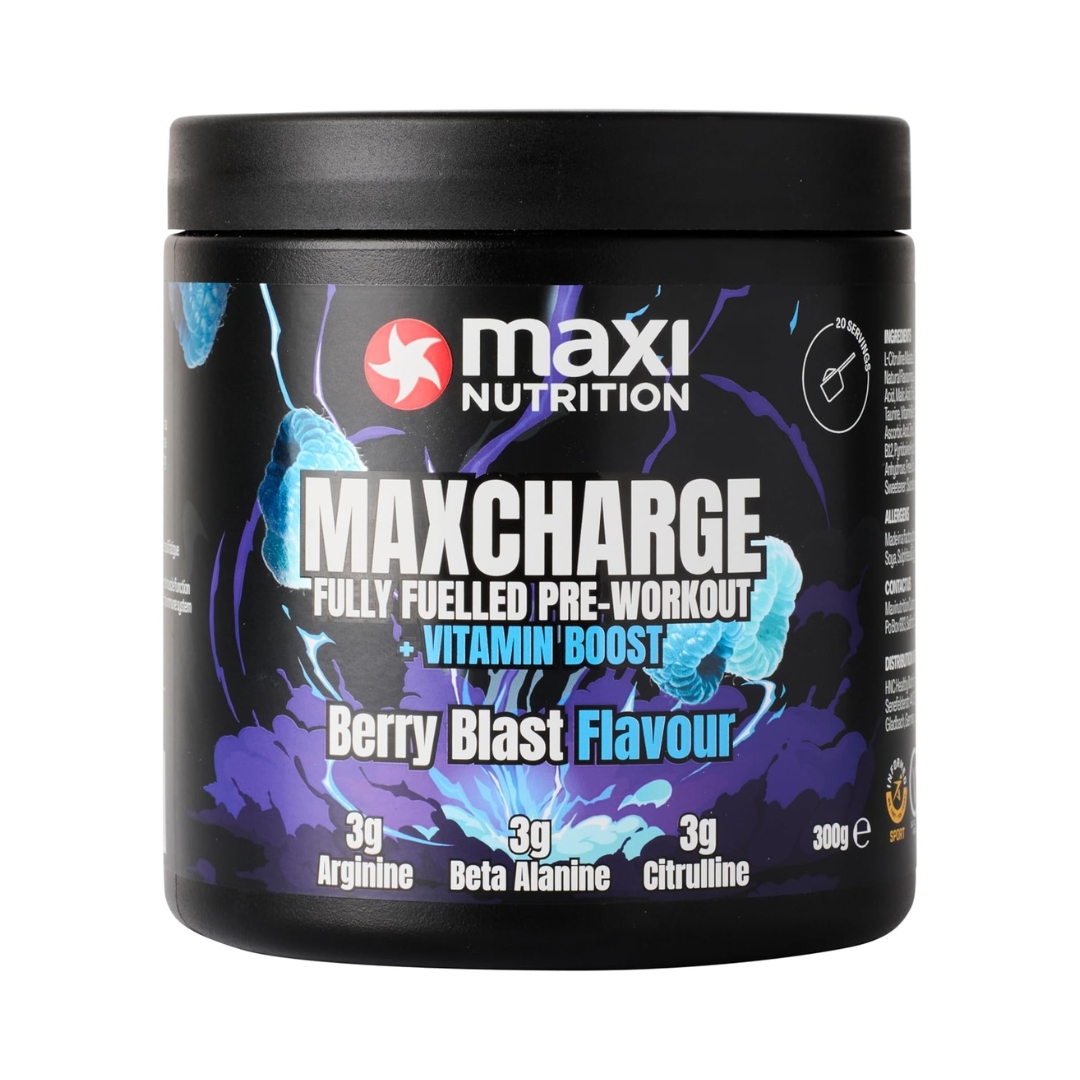 Maxi Nutrition Max Charge Vitamin Boosted Pre-Workout 300g Berry Blast