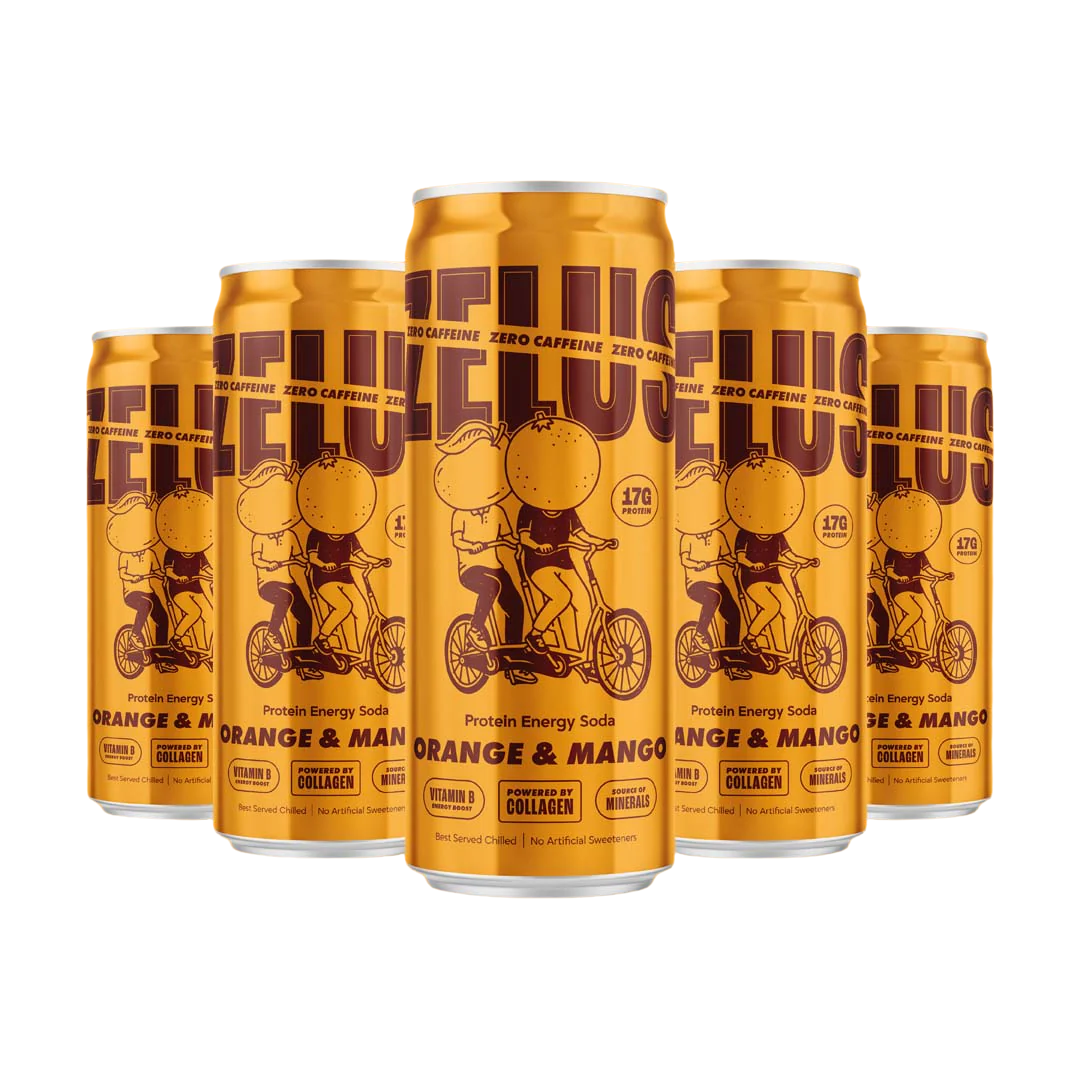 ZELUS Protein Energy Soda ZERO 12x330ml Orange & Mango