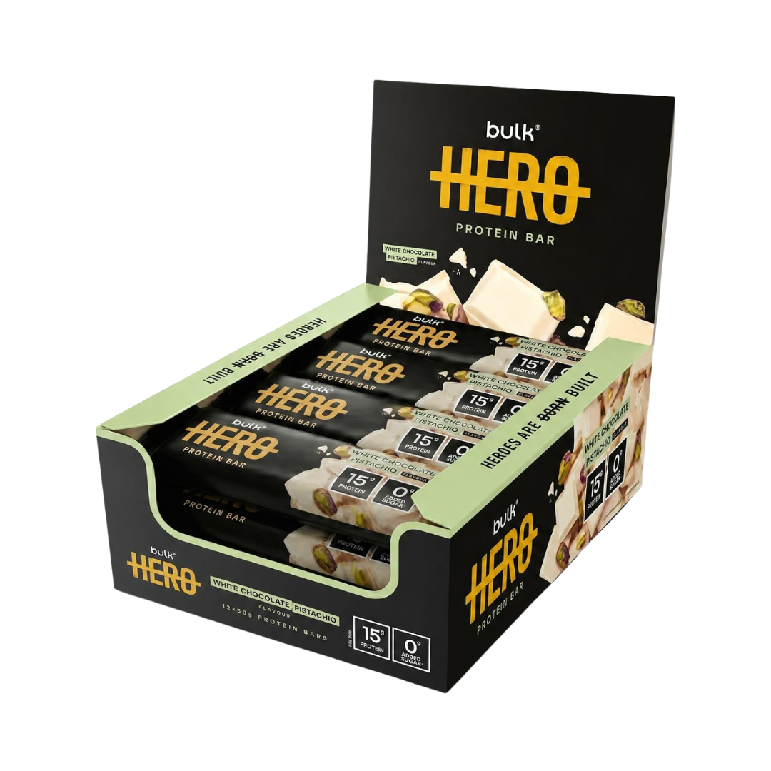 Bulk Hero Protein Bar 12x50g White Chocolate Pistachio
