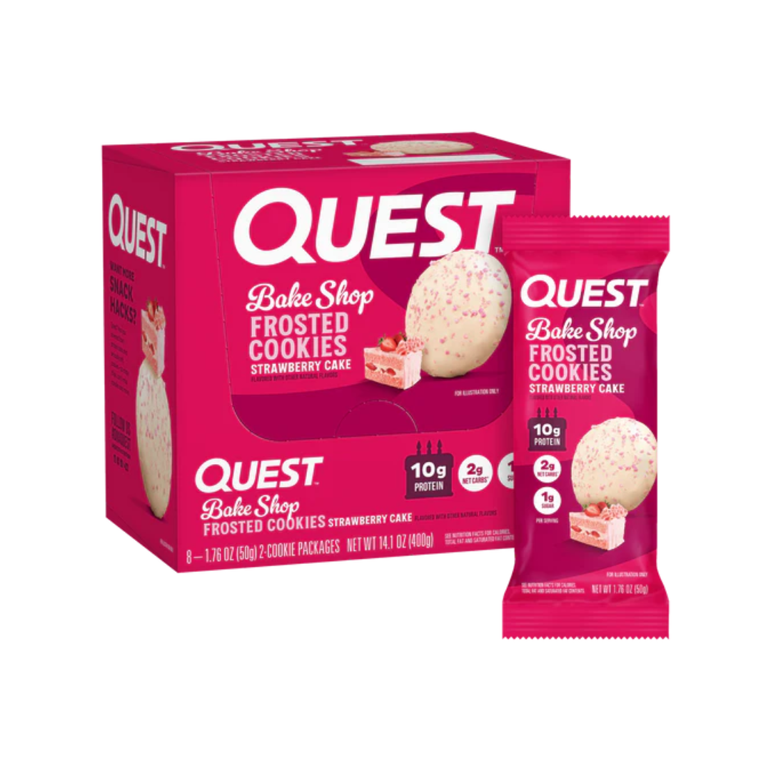 Quest Nutrition Bakeshop Frosted Cookie 8x50g (2 Cookie Packs) Strawberry Cake