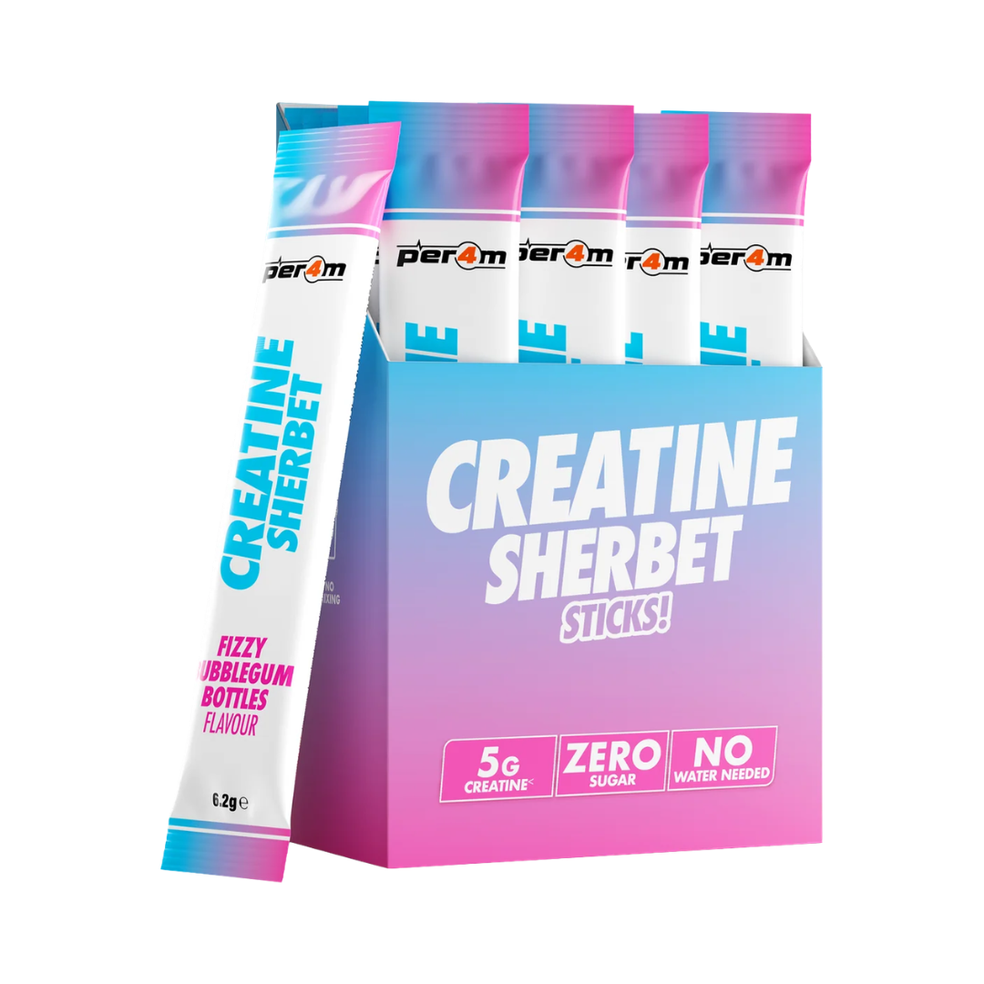 Per4m Creatine Sherbet Sticks 20x6.2g Fizzy Bubblegum Bottles