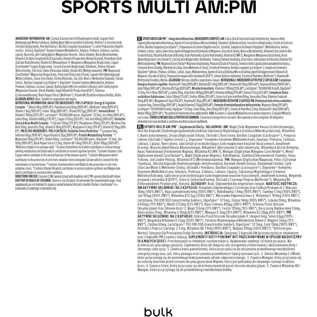 Bulk Sports Multi AM:PM 120 Caps