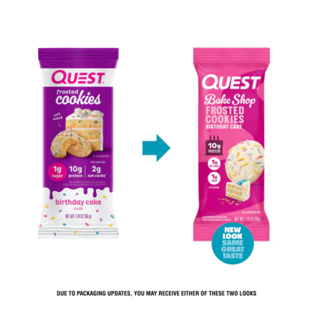Quest Nutrition Bakeshop Frosted Cookie 8x50g (2 Cookie Packs) Birthday Cake