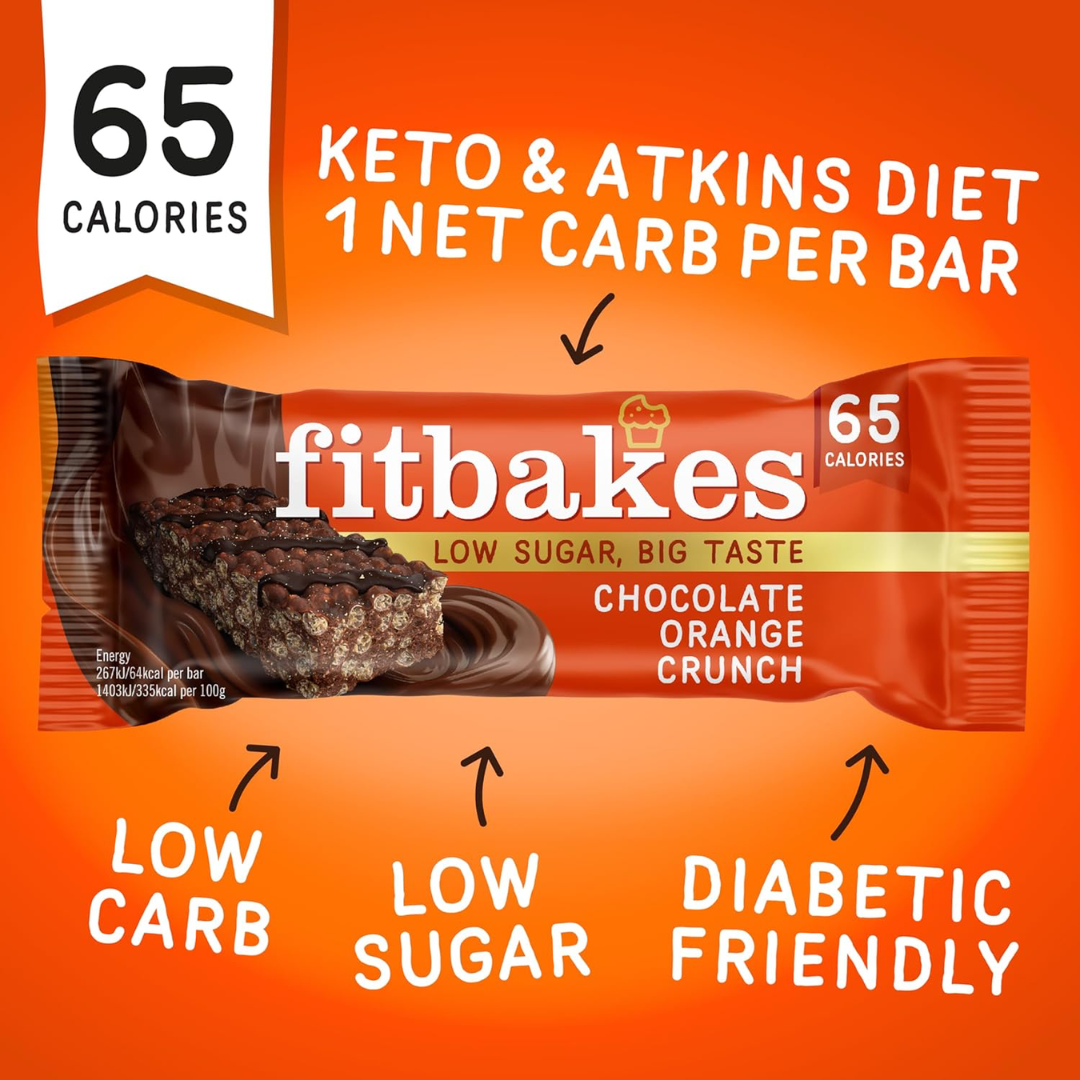 Fitbakes Crunch Bar 12x19g Choc Orange