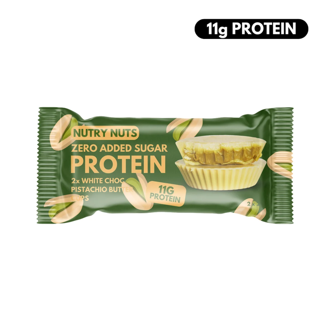 Nutry Nuts Zero Added Sugar Protein Peanut Butter Cups 12x42g White Choc & Pistachio