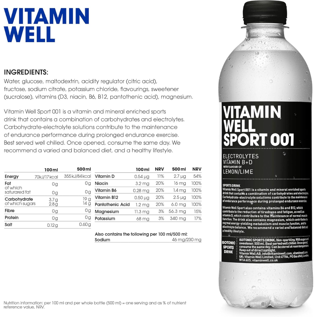 Vitamin Well Sport 001 Electrolyte 12x500ml Lemon/Lime