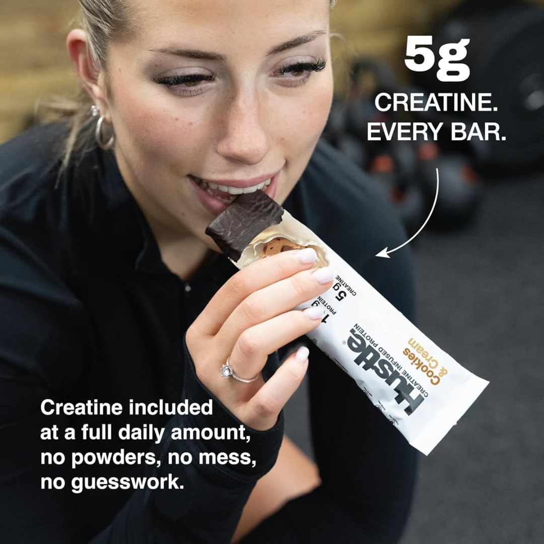 Hustle Creatine Protein Bar 12x75g Cookies & Cream