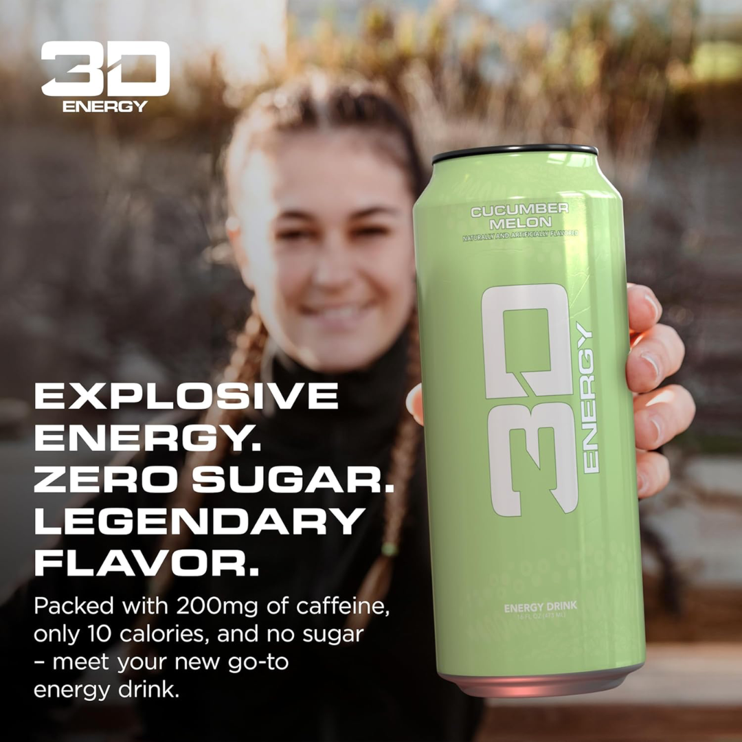 3D Energy Drink 12x473ml Cucumber Melon