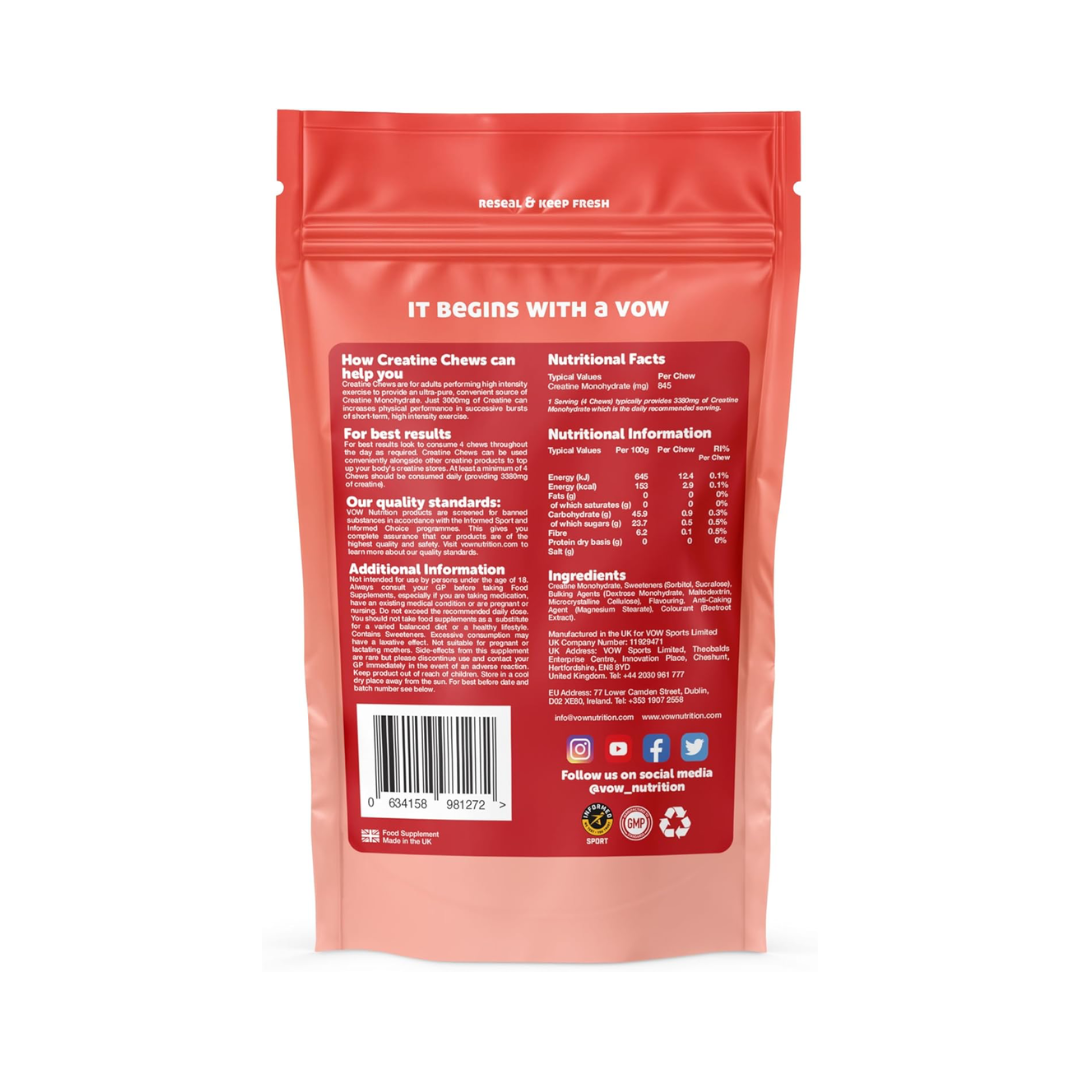 VOW Nutrition Creatine Chews 100 Tabs Strawberry