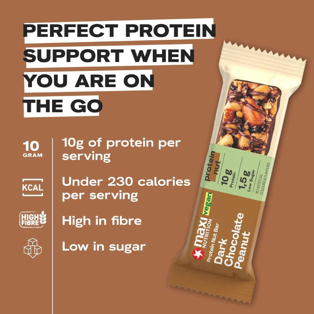 MaxiNutrition Nut Protein Bar 12x46g Dark Choc Peanut