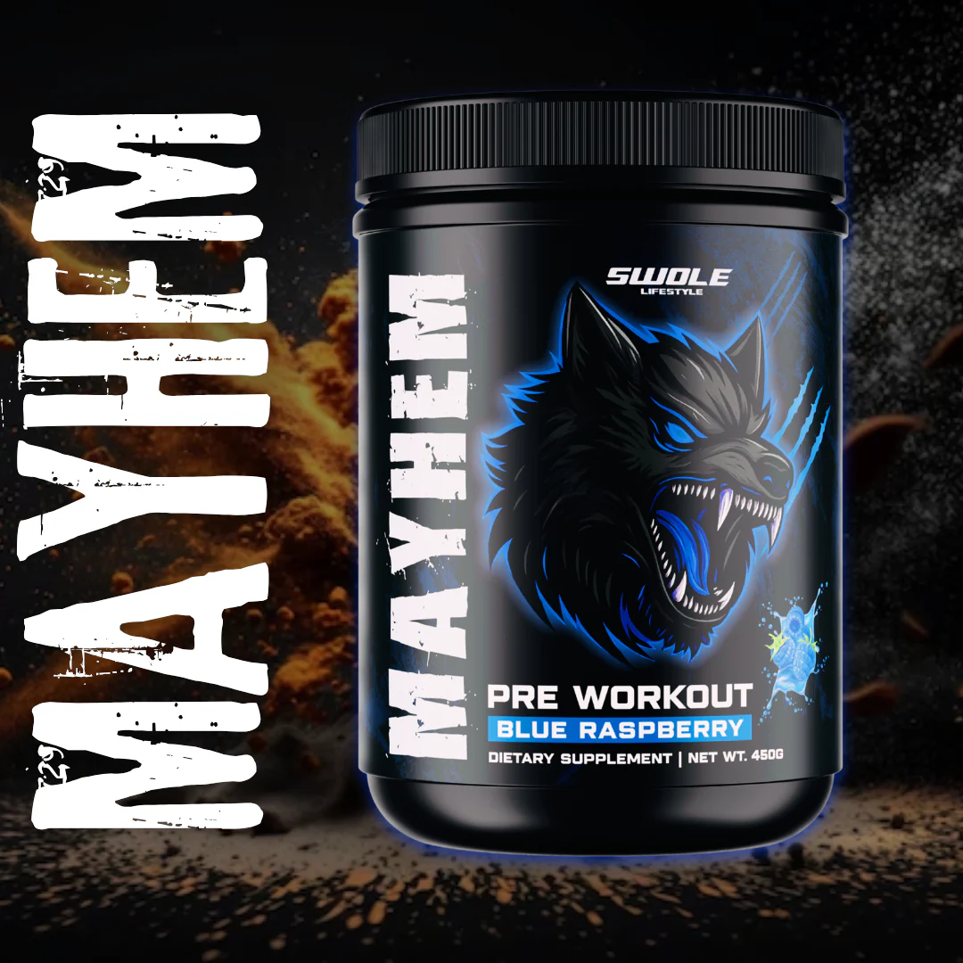 SWOLE Lifestyle MAYHEM Pre Workout 450g Blue Raspberry