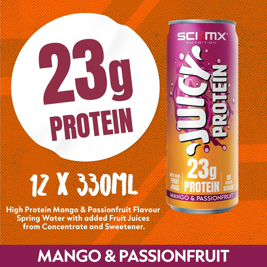 Sci-Mx Juicy Protein 12x330ml Mango & Passionfruit