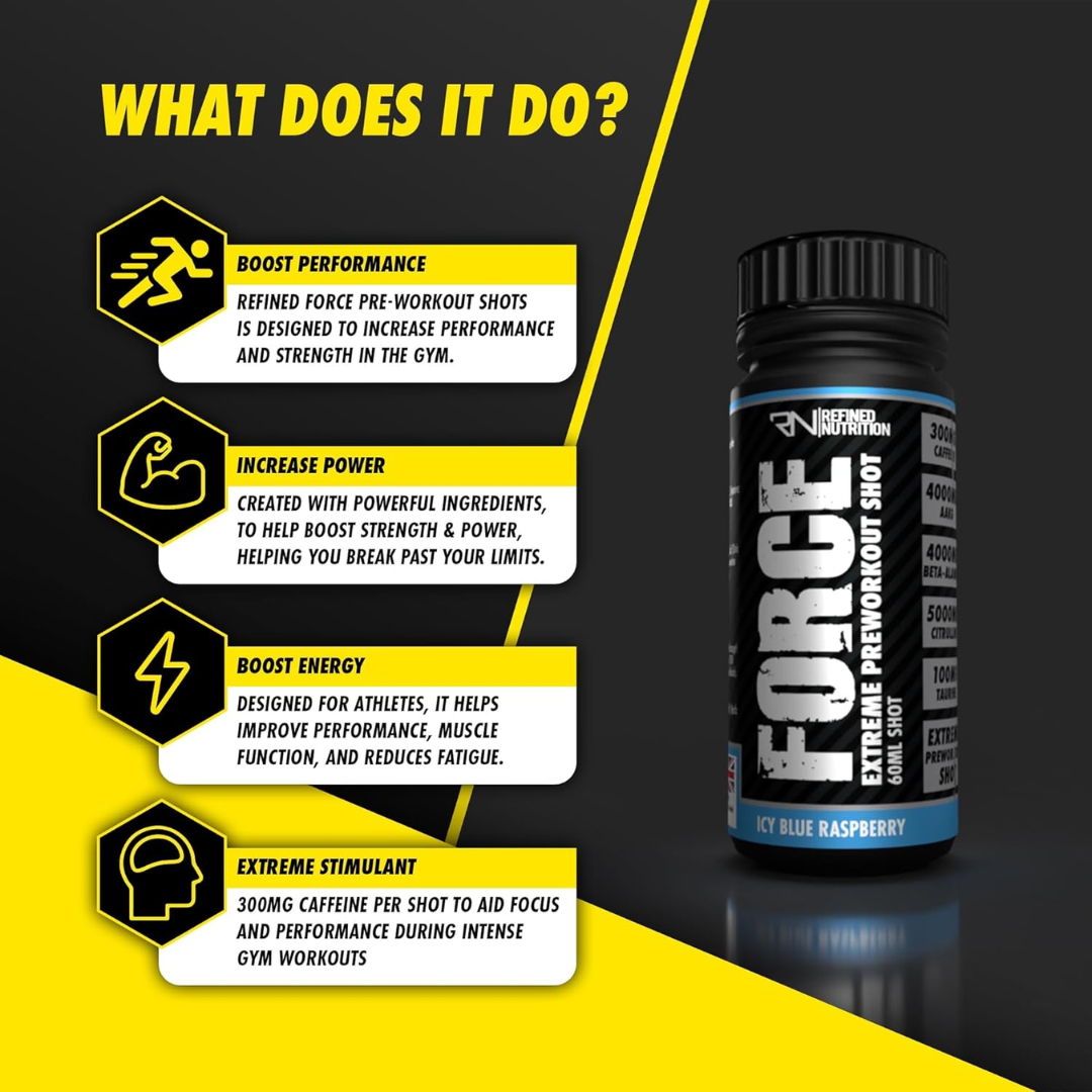 Refined Nutrition FORCE Extreme Stim Pre-workout Shots 12x60ml Sour Candy