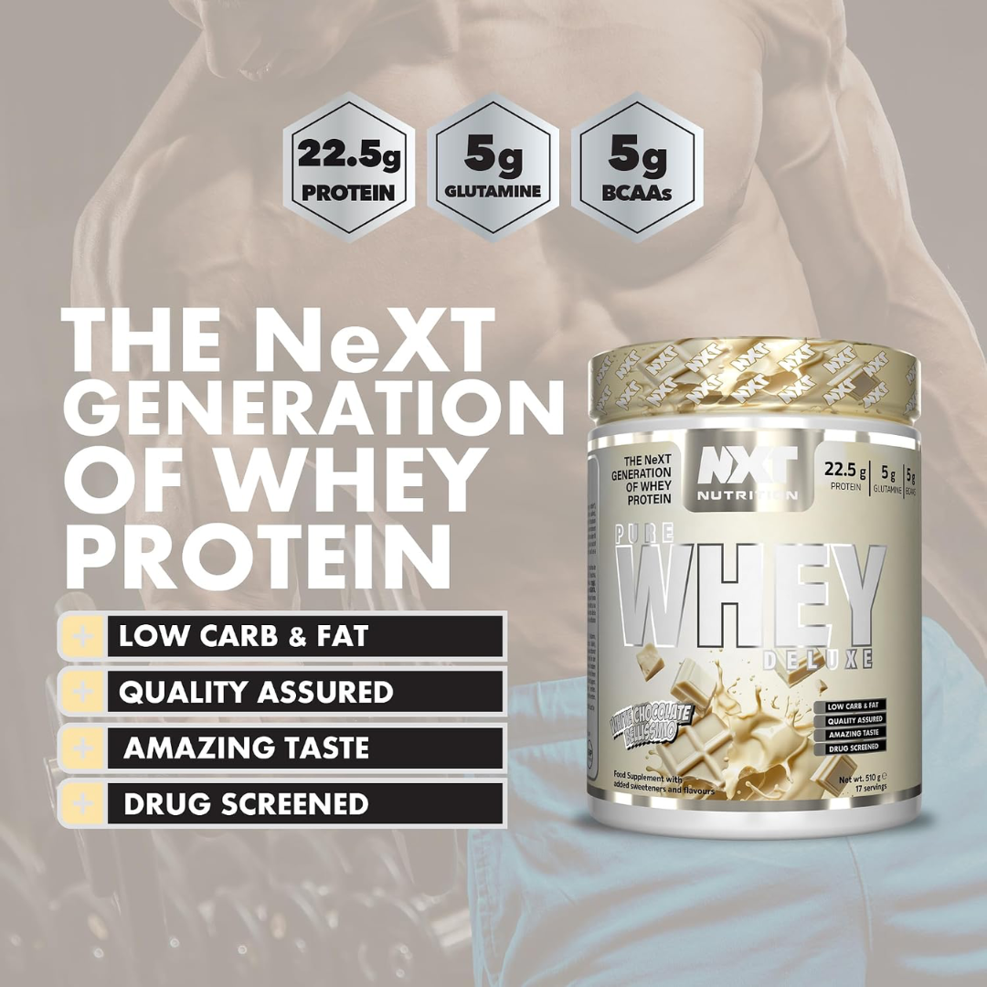 NXT Nutrition Pure Whey Deluxe 510g White Chocolate Bellissimo