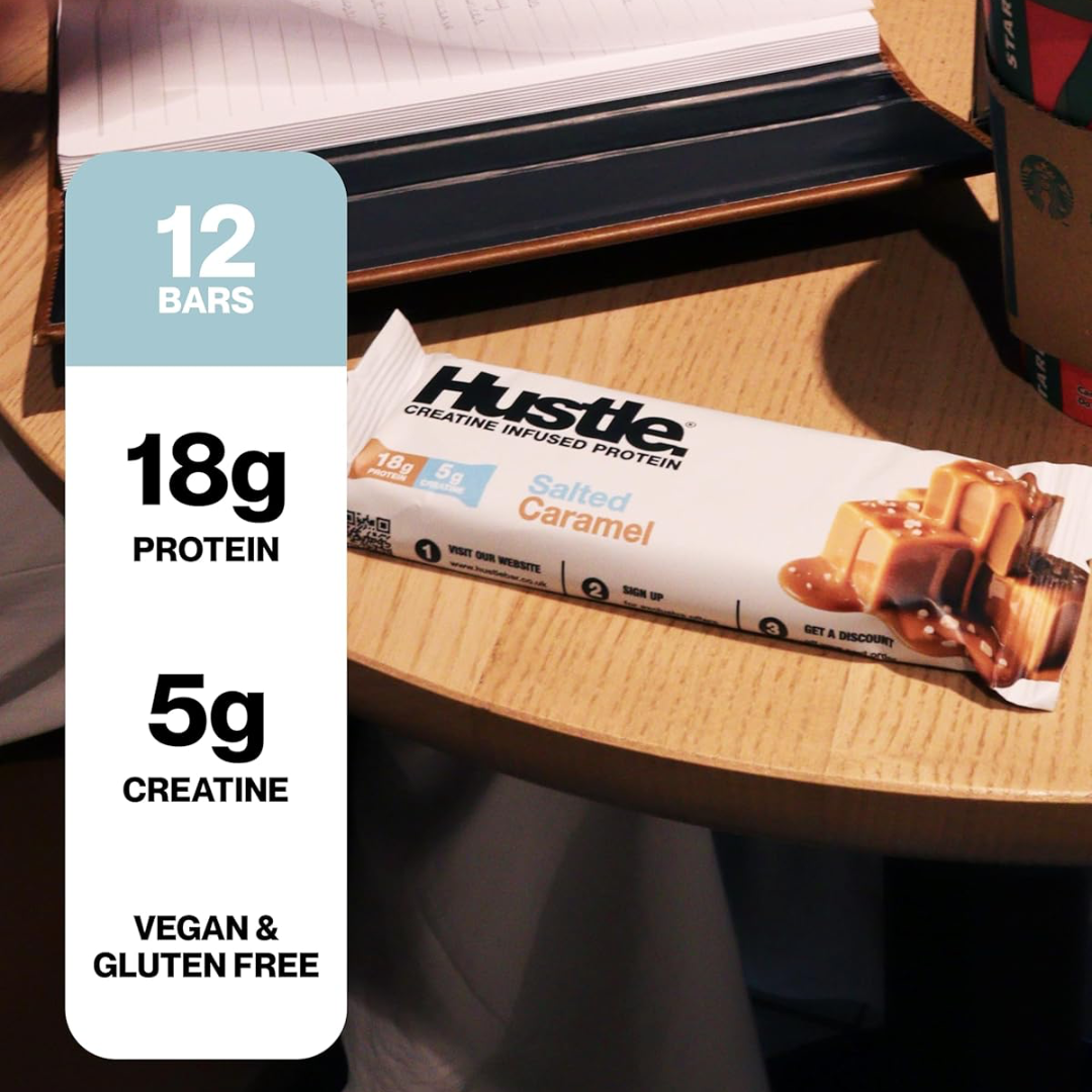 Hustle Creatine Protein Bar 12x75g Salted Caramel