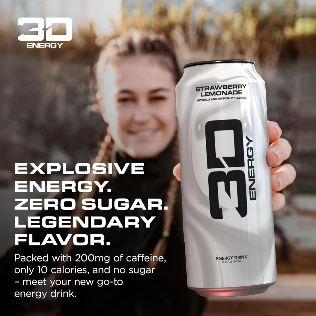 3D Energy Drink 12x473ml Strawberry Lemonade