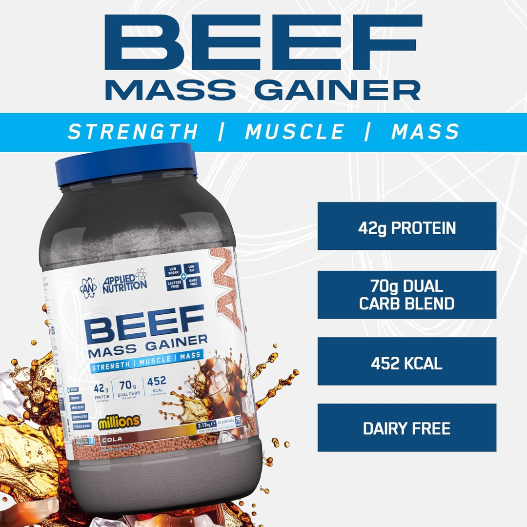 Applied Nutrition Beef Mass Gainer 3.13kg Cola Millions