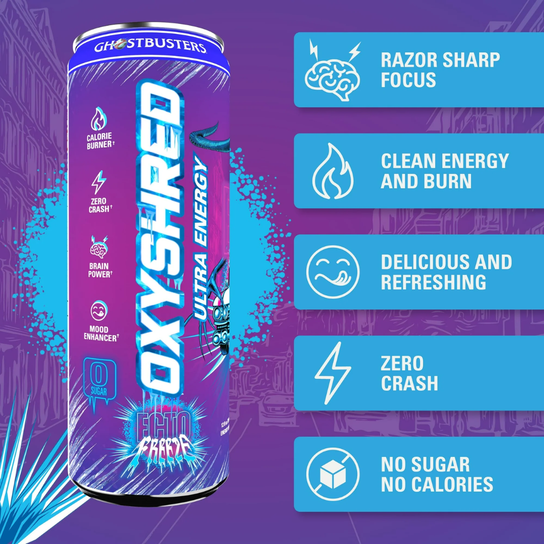 EHP Labs OxyShred Ultra Energy Drink RTD 12x355ml Ecto Freeze (Ghostbusters)