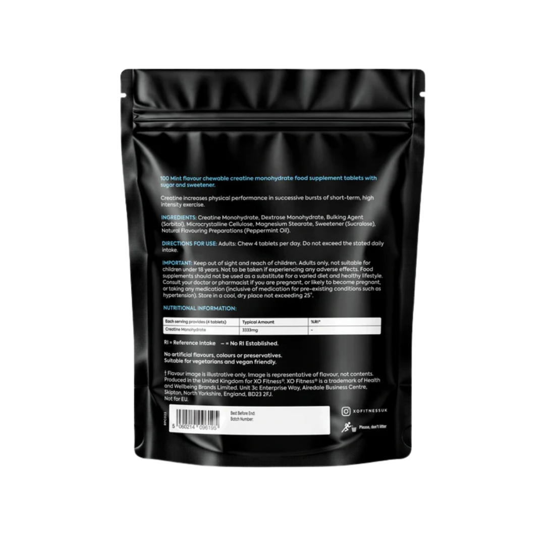 XO Fitness Creatine Chewable 100 Tabs Mint