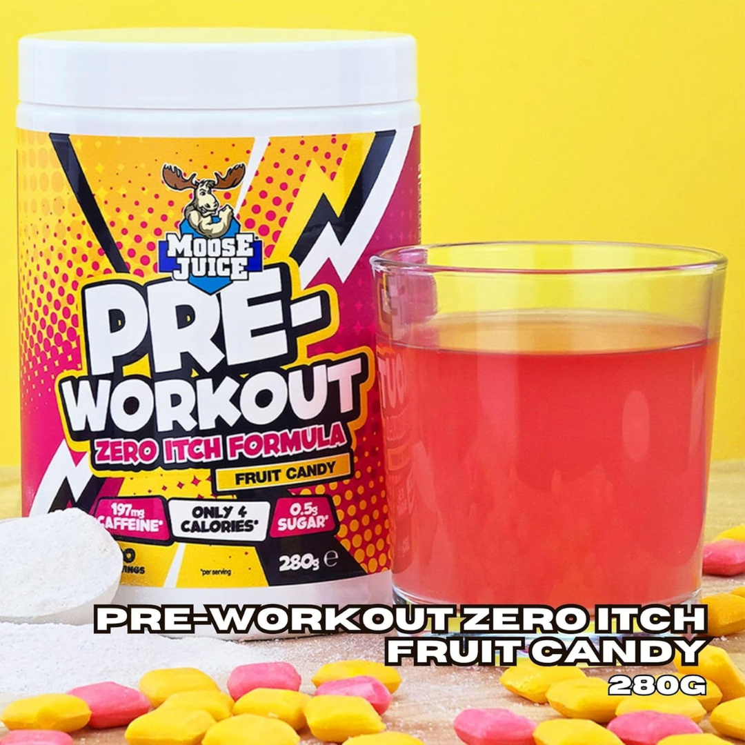 Muscle Moose Pre-Workout - Zero Itch Formula 280g Fruit Candy