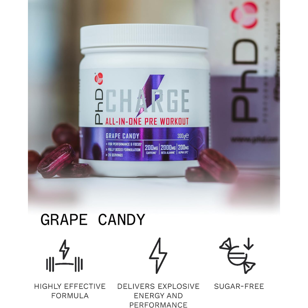 PhD Nutrition Powder Pre Wkt Charge 300g Grape Candy