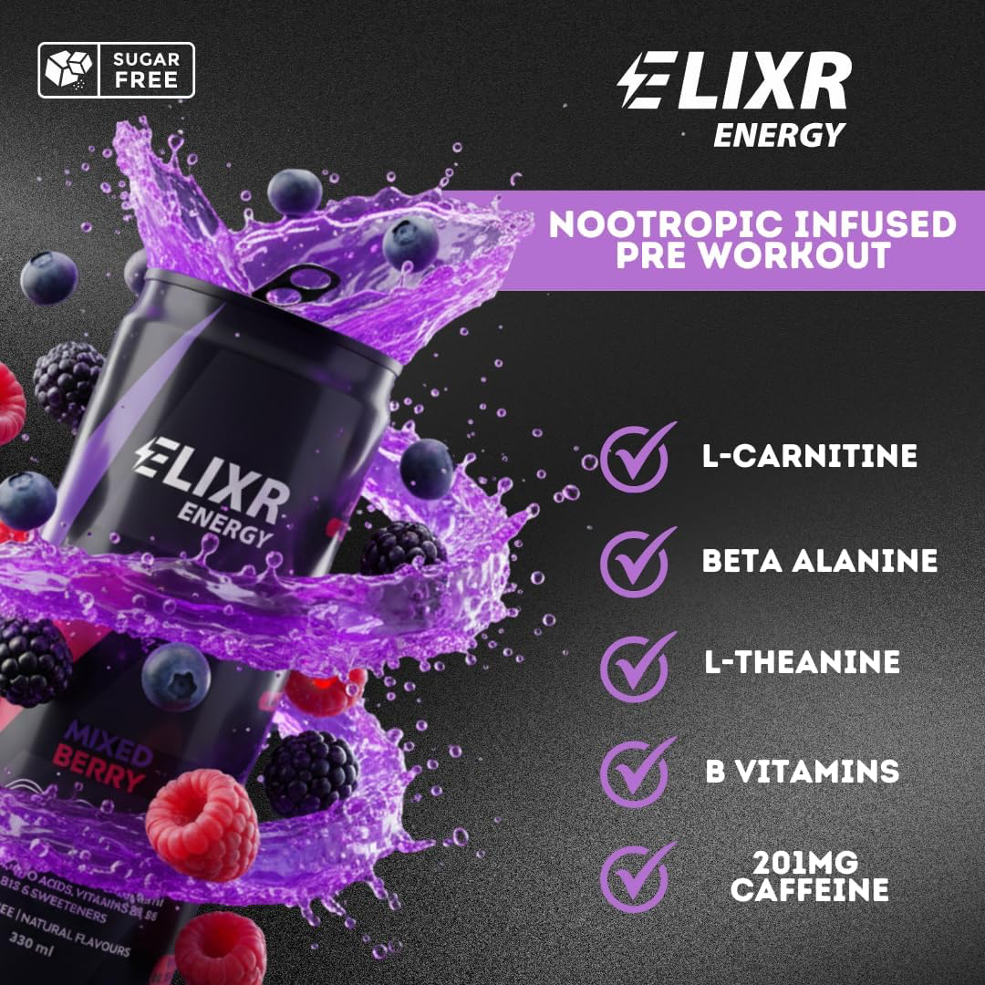 Elixr Energy Energy Drink 12x330ml Mixed Berry
