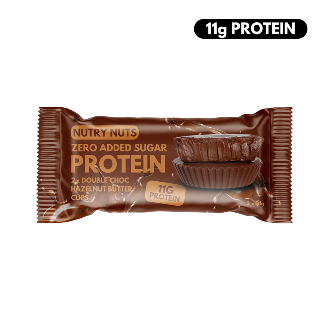 Nutry Nuts Zero Added Sugar Protein Peanut Butter Cups 12x42g Milk Choc & Hazelnut