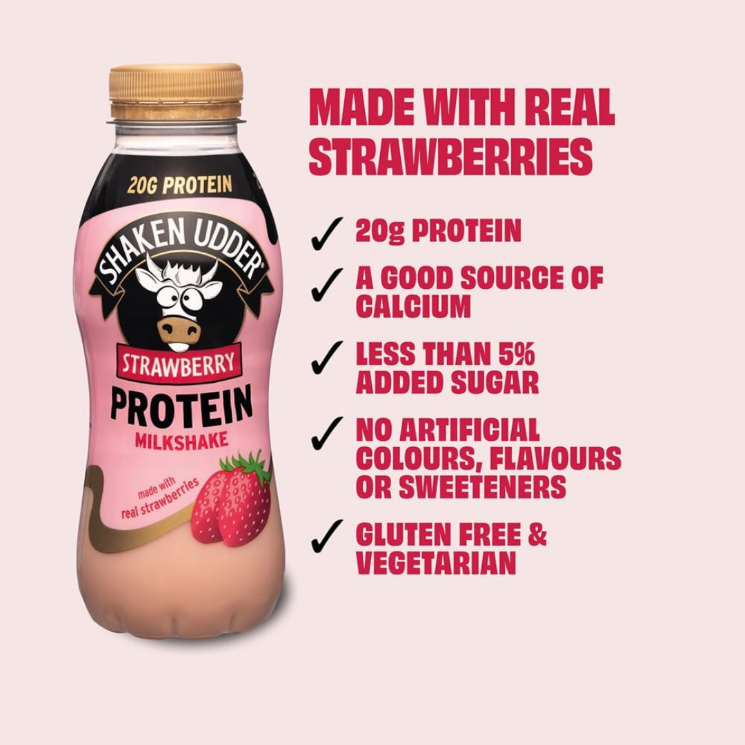 Shaken Udder Protein Milkshake 8x330ml Strawberry