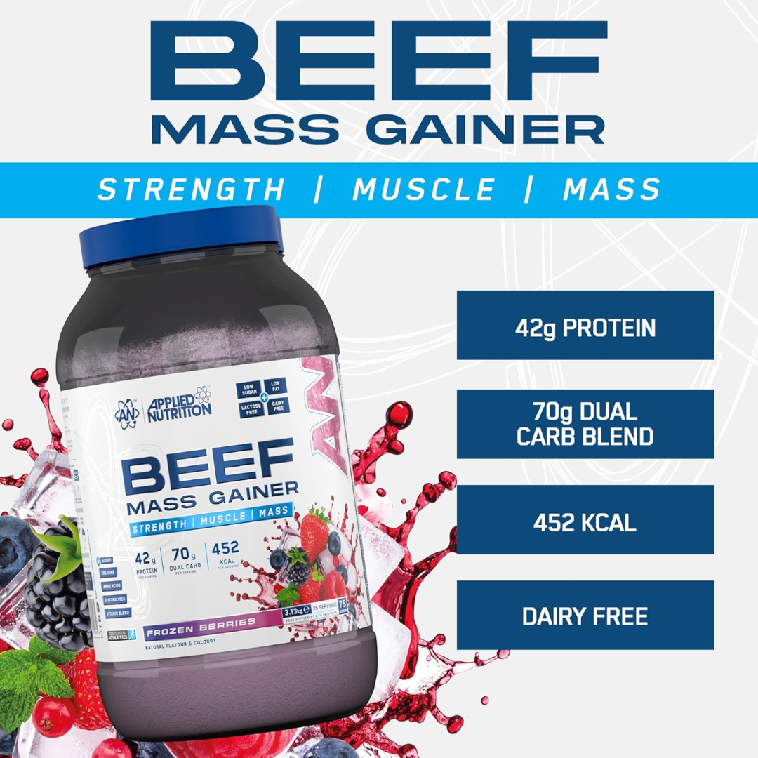 Applied Nutrition Beef Mass Gainer 3.13kg Frozen Berries