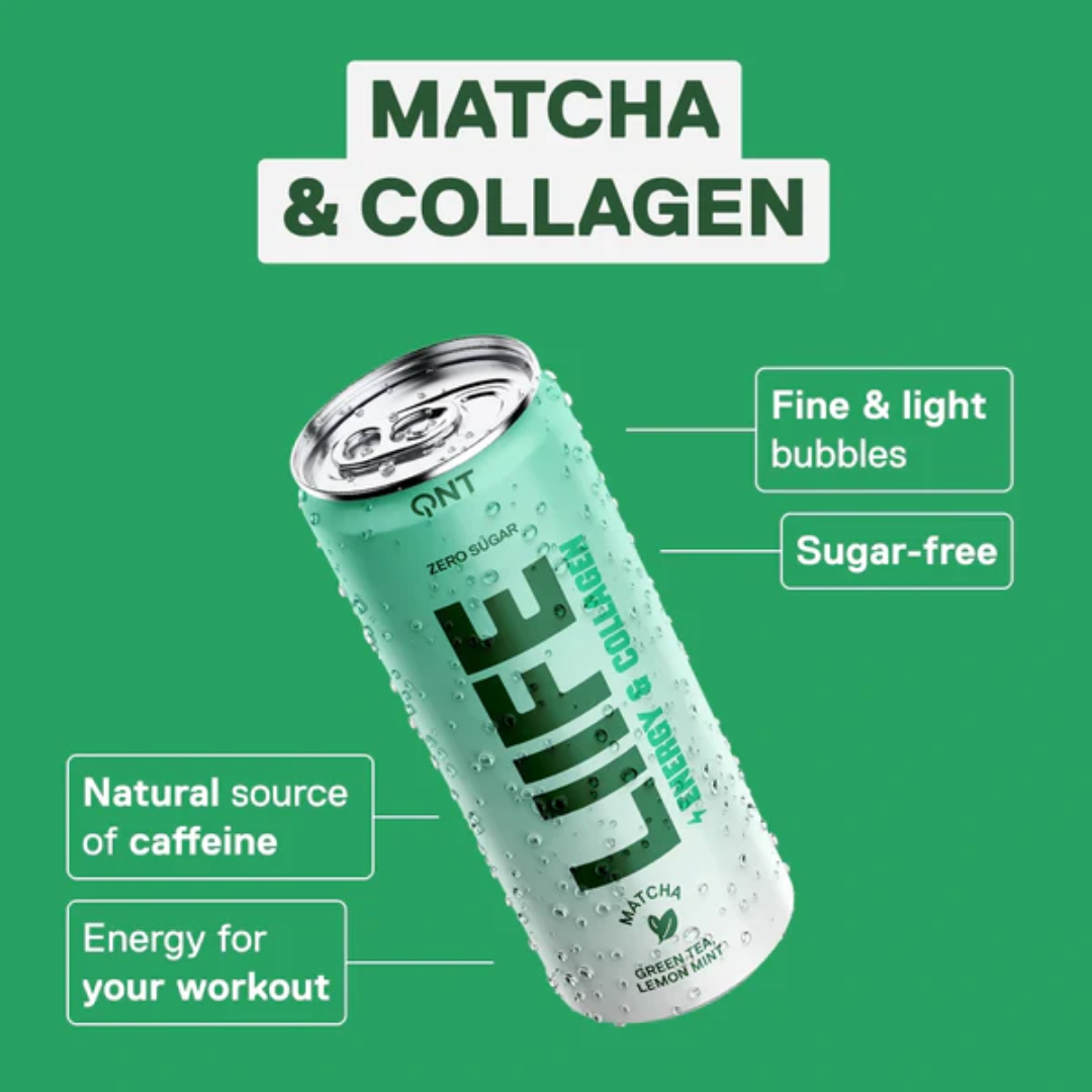 QNT Energy & Collagen Matcha 12x250ml Lemon Mint