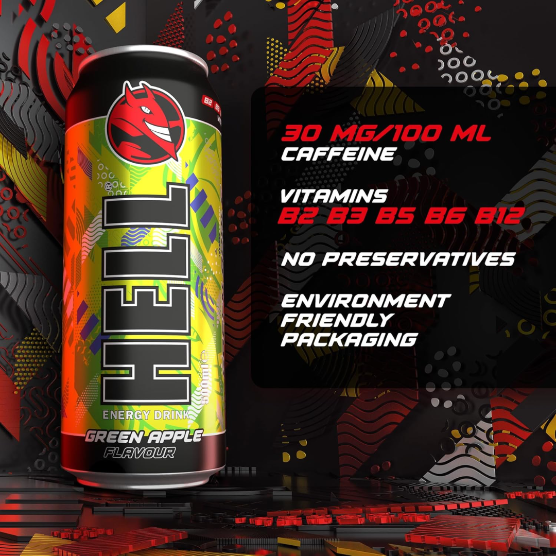 Hell Energy Energy Drink 12x500ml Green Apple