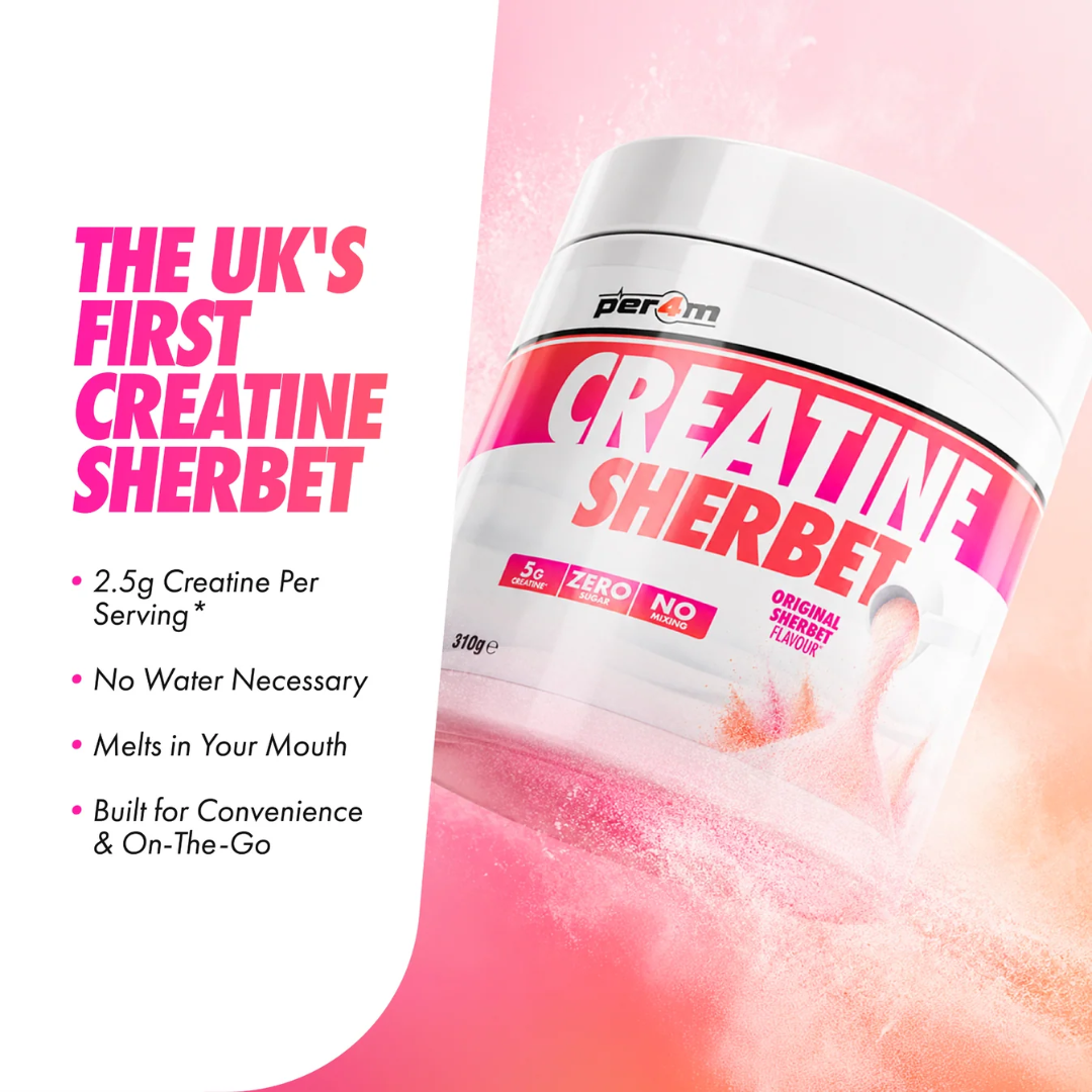 Per4m Creatine Sherbet 93g Fizzy Bubblegum Bottles
