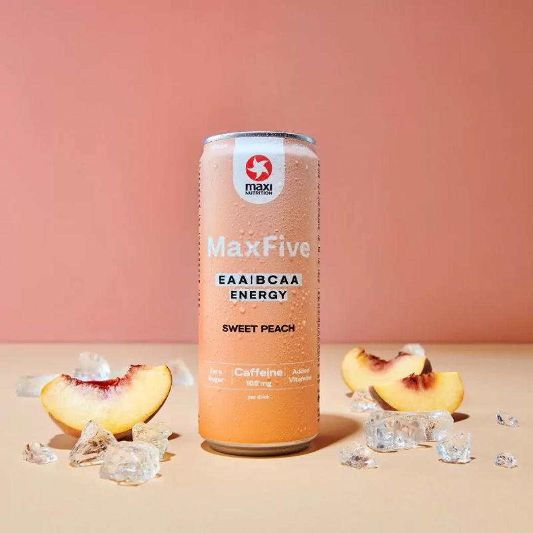 MaxiNutrition MaxFive Energy Drink 12x330ml Sweet Peach
