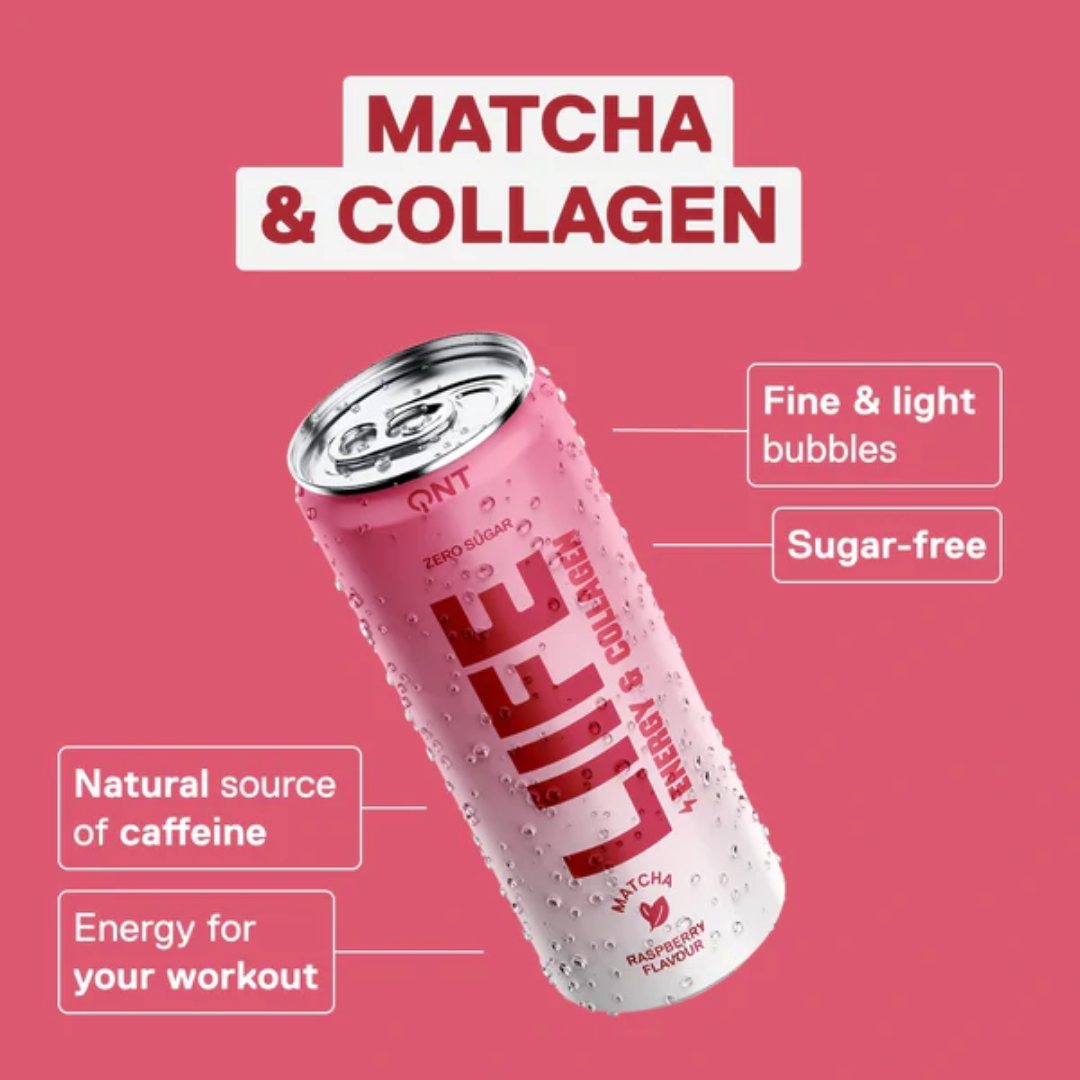 QNT Energy & Collagen Matcha 12x250ml Raspberry