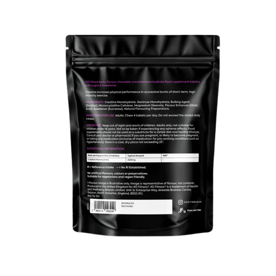 XO Fitness Creatine Chewable 100 Tabs Berry