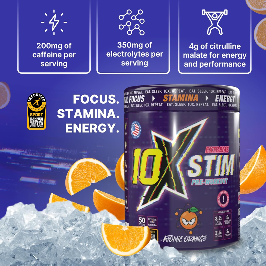 10X Athletic STIM 600g Atomic Orange