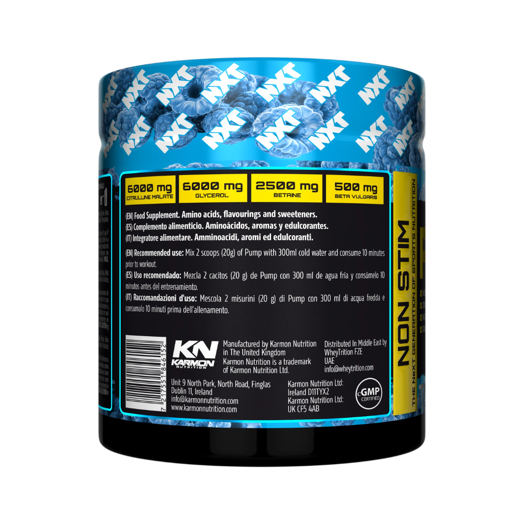 NXT Nutrition TNT Nuclear PUMP (Stim-Free) 500g Blue Raspberry