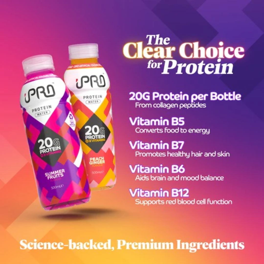 IPRO Hydrate Protein Water 12x500ml Peach Ginger