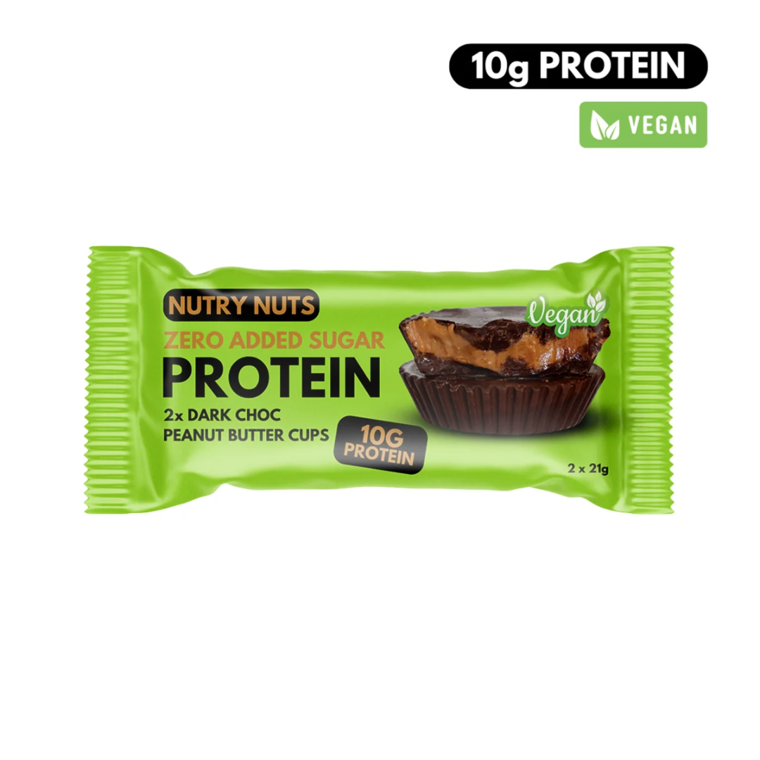 Nutry Nuts Zero Added Sugar Protein Peanut Butter Cups 12x42g Dark Choc & Peanut