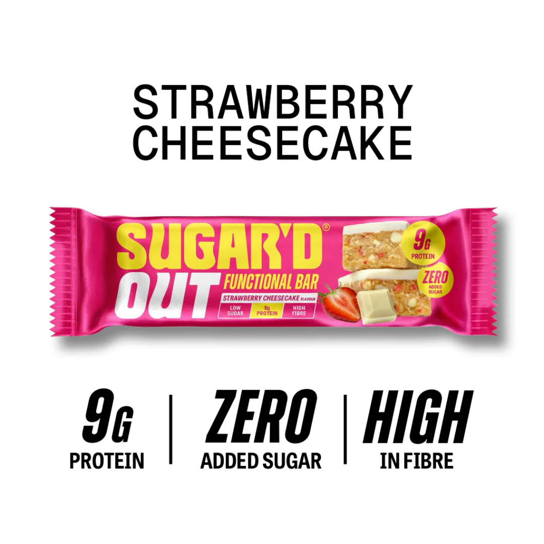 Sugar'd Out Protein + Fibre Oat Bar 15x62g Strawberry Cheesecake