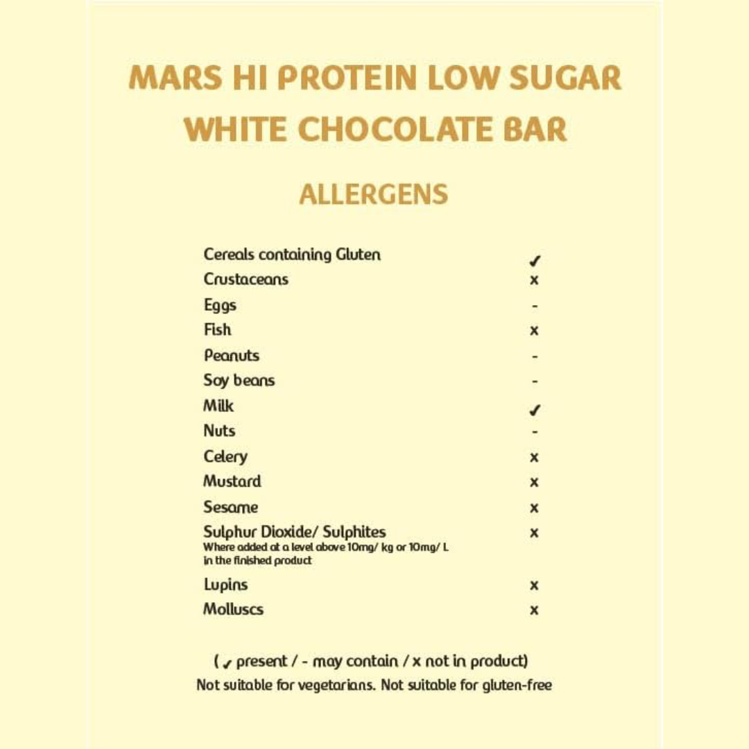 Mars Hi Protein Low Sugar 12x55g White Chocolate