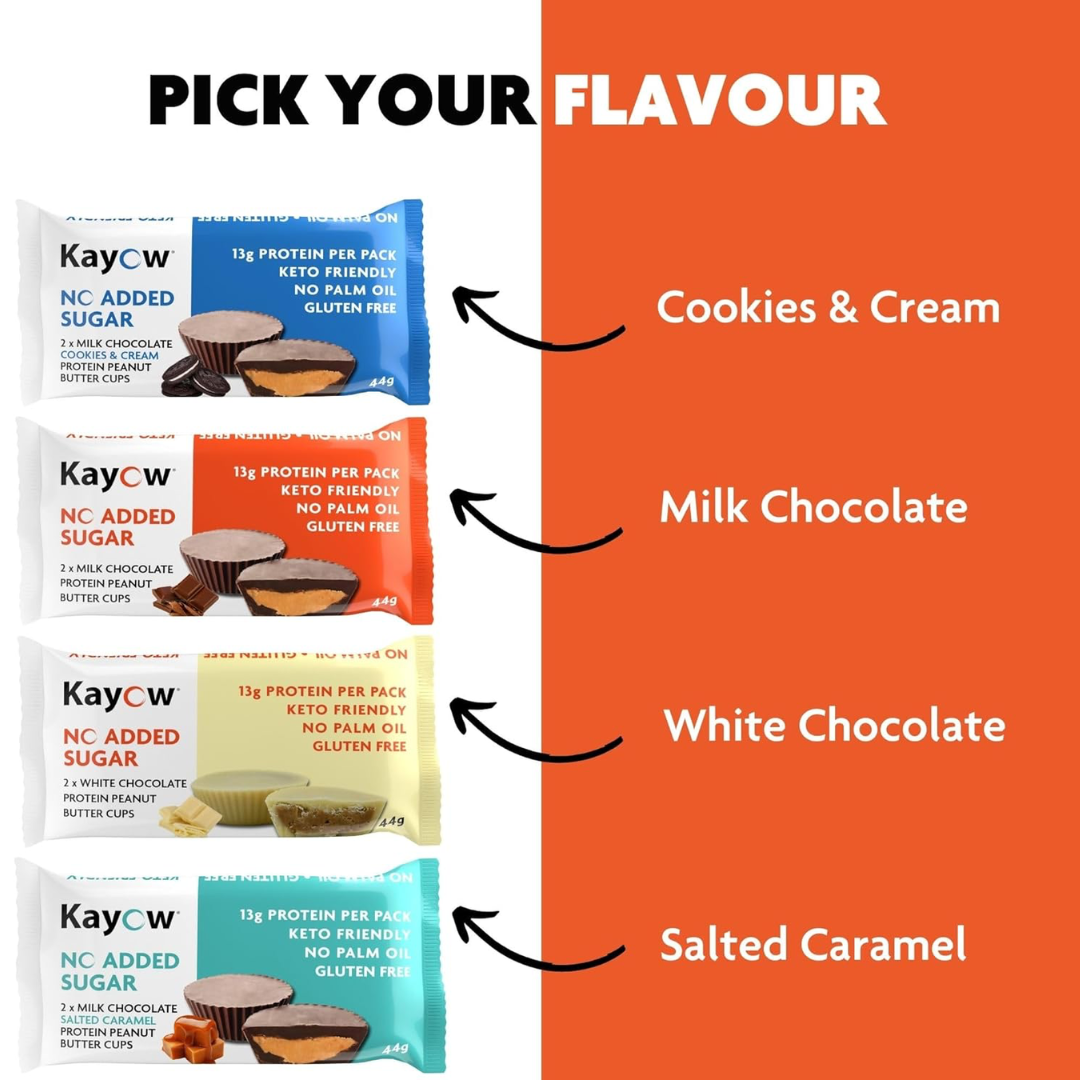 Kayow Nutrition Peanut Butter Cups 12x44g Milk Chocolate Hazelnut