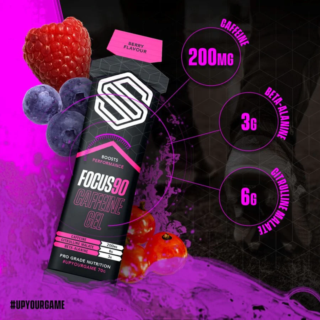 Soccer Supplement Focus90 Caffeine Gel 12x70g Mixed Berry