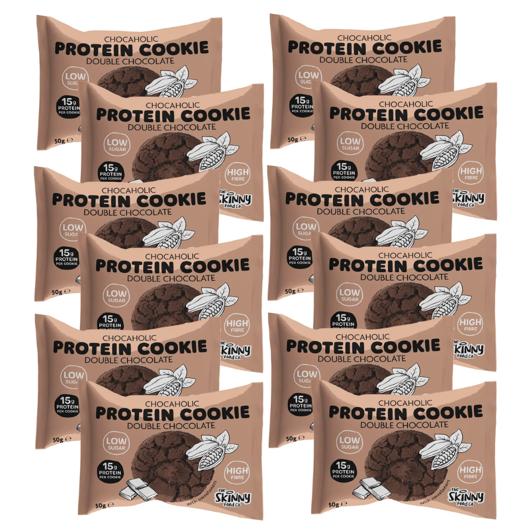 The Skinny Food Co High Protein Chocaholic Cookie 12x50g Double Chocolate