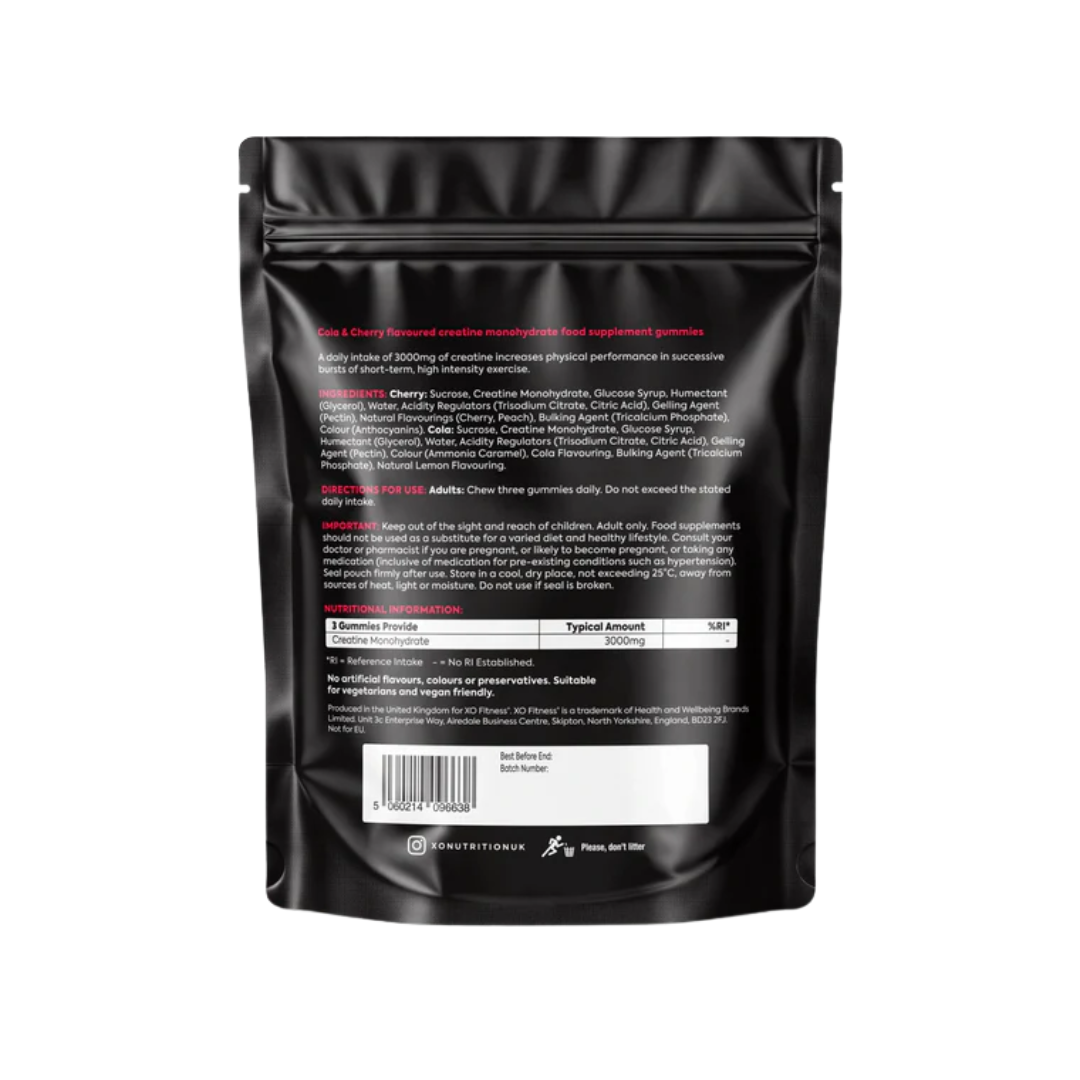 XO Fitness XO Creatine Gummies Dual Flavour 60 Softgels Cherry & Cola